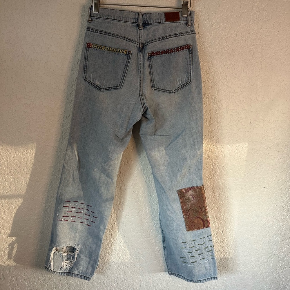BDG Patchwork Straight Leg Jeans - Light Blue - Picture 4 of 5